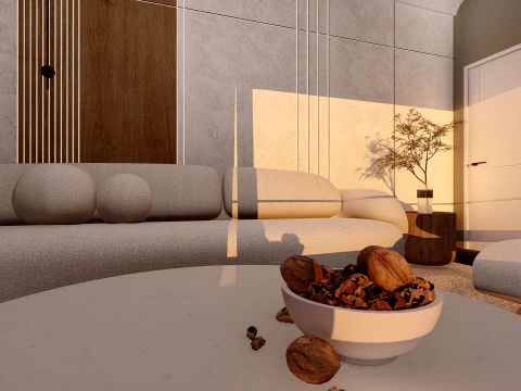 Modern Minimalist Living Room Photoreal 3D Interior Scene Hand-Crafted No AI Custom License 3D Model