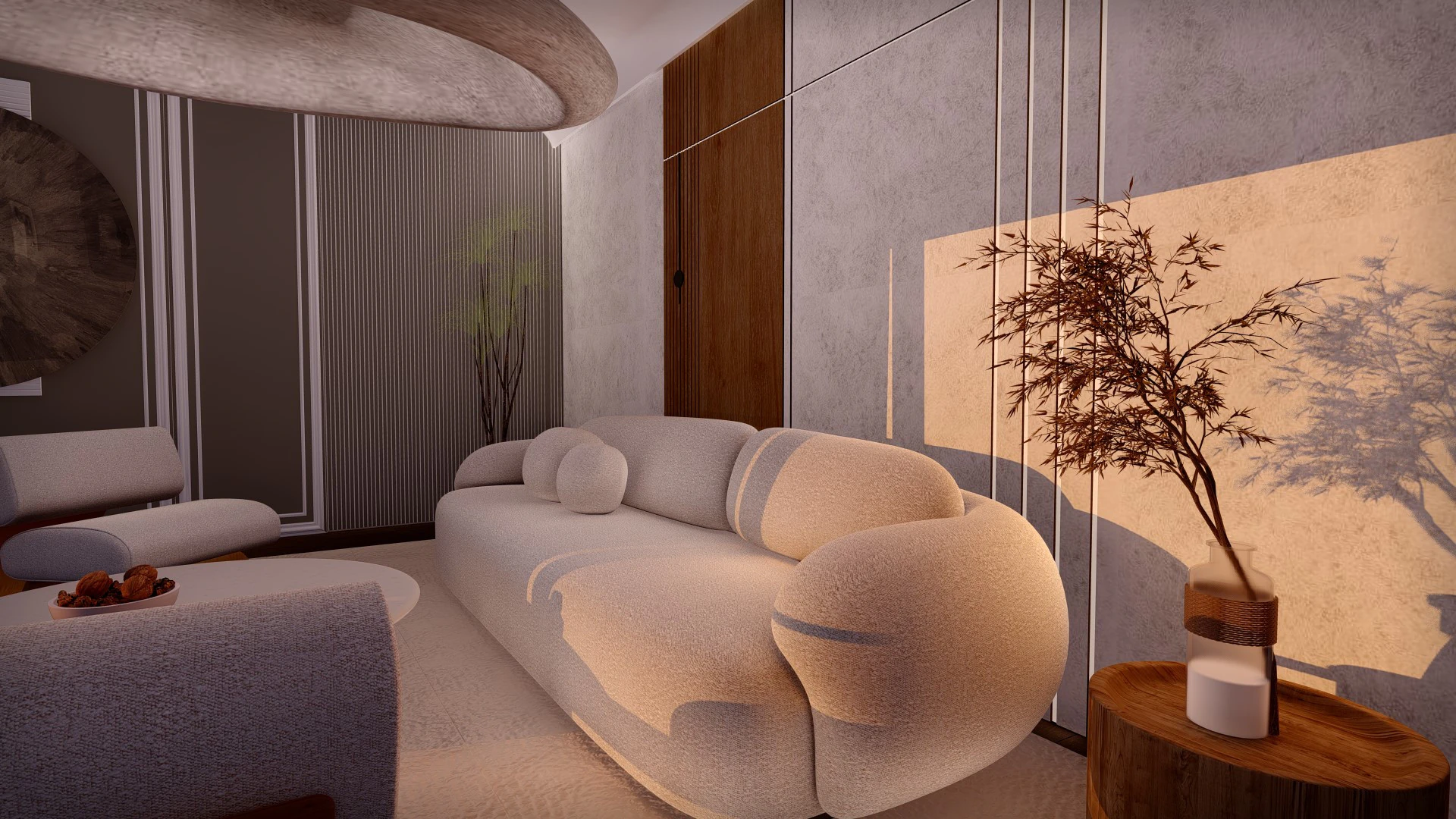 Modern Minimalist Living Room Photoreal 3D Interior Scene Hand-Crafted No AI Custom License 3D Model .c4d .max .obj .3ds .fbx .stl .blend 