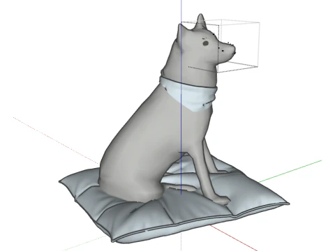 Cachorro Husky Realista Com Almofada Bandana Modelo 3D