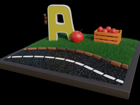 Letter A alphabet 3D Model