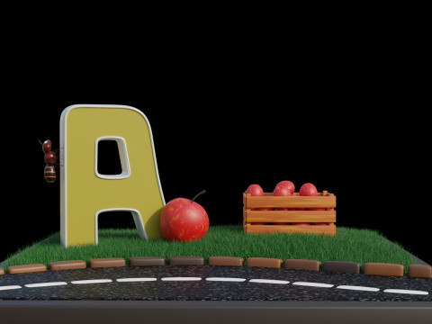 Letter A alphabet 3D Model