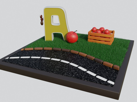 Letter A alphabet 3D Model