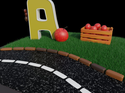 Letter A alphabet 3D Model