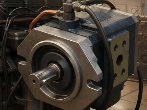 Високодеталізований промисловий гідравлічний шестеренчастий насос - повна збірка STEP XT 3D Модель