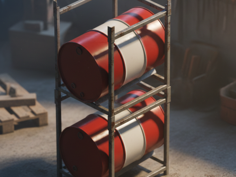 Rak Drum Industri Gratis - Model Penyimpanan yang Dapat Ditumpuk Model 3D