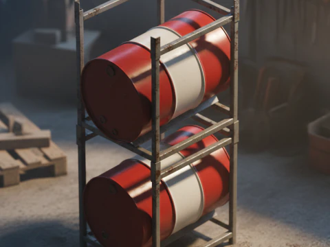 Estante para tambor industrial gratuito - Modelo de almacenamiento apilable Modelo 3D