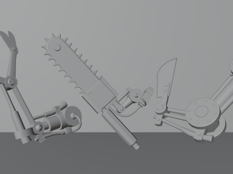 CHAINSAW PACK WITH 3 DIFFERENT MODELS Low-poly 3D 3D Model