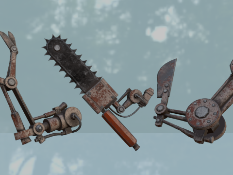 CHAINSAW PACK WITH 3 DIFFERENT MODELS Low-poly 3D 3D Model