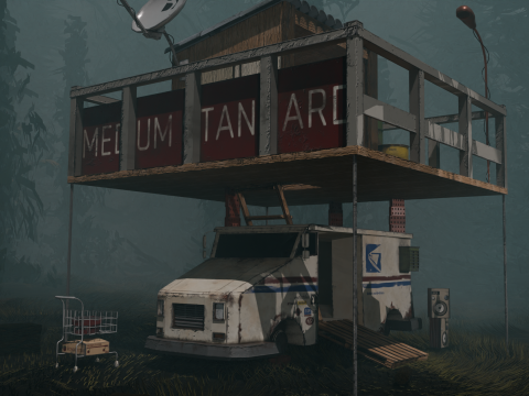 トラックハウス ローポリ 3Dモデル