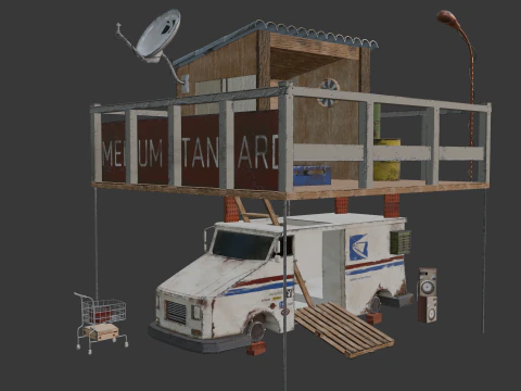 TRUCK HOUSE Low-poly 3D Model