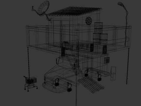 TRUCK HOUSE Low-poly 3D Model