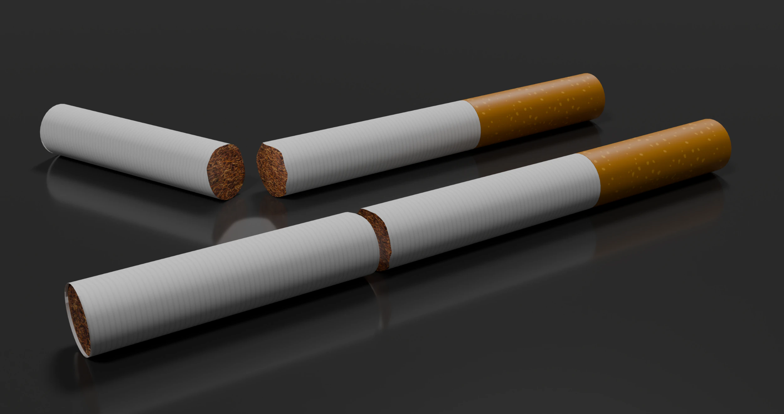 Cigarette Unused Broken 3D Model .c4d .max .obj .3ds .fbx .stl .blend