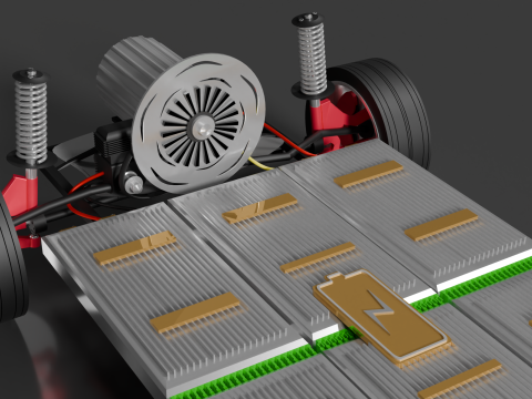 EV Car Chassis 3D Model