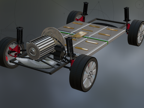 EV Car Chassis 3D Model