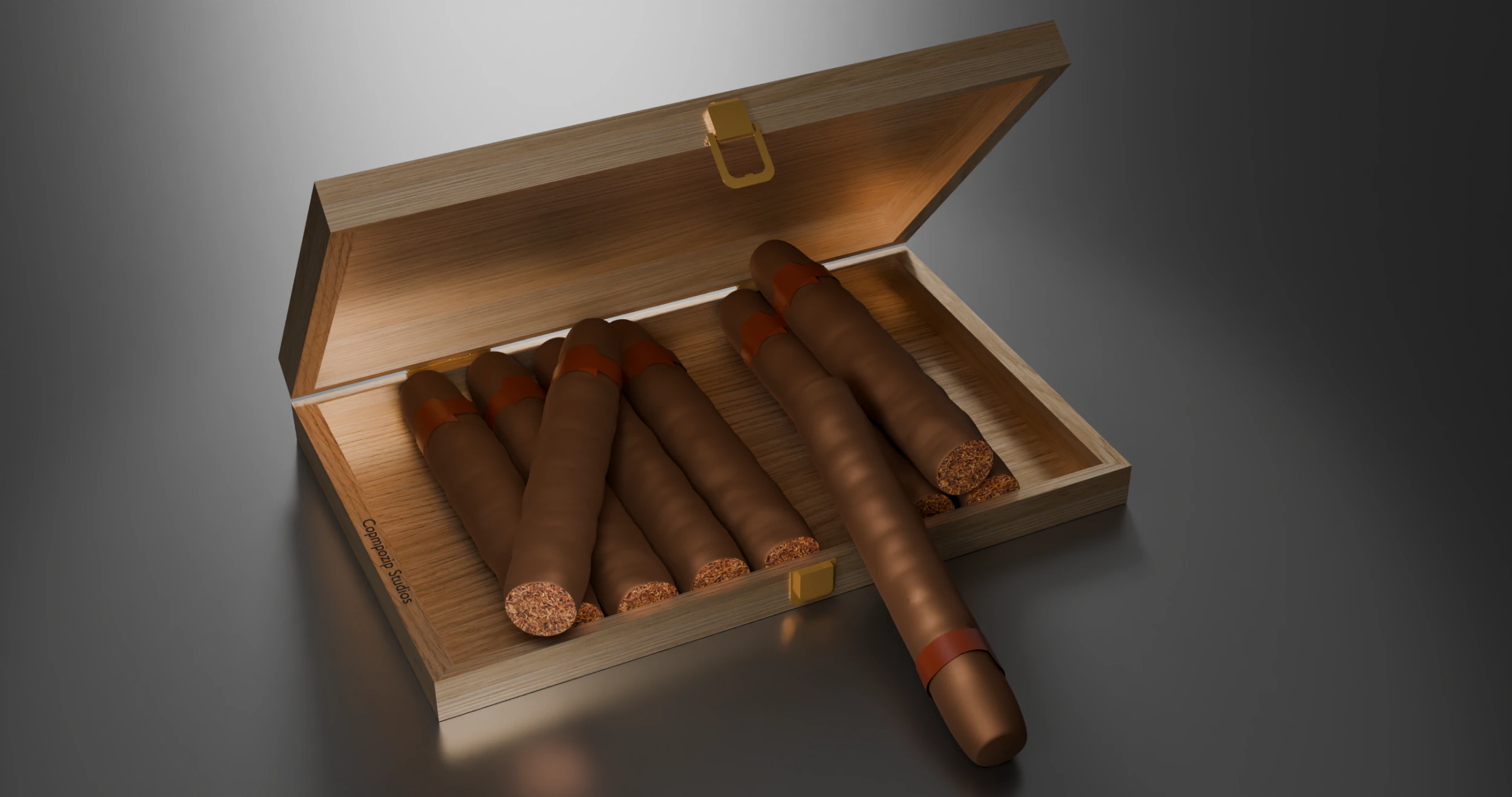 Cigar Box 3D Model .c4d .max .obj .3ds .fbx .stl .blend 