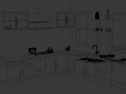 Interno della cucina Modello 3D