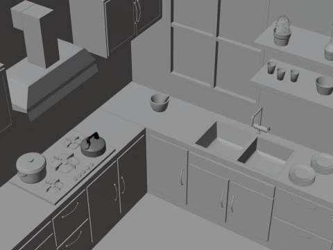 Interno della cucina Modello 3D