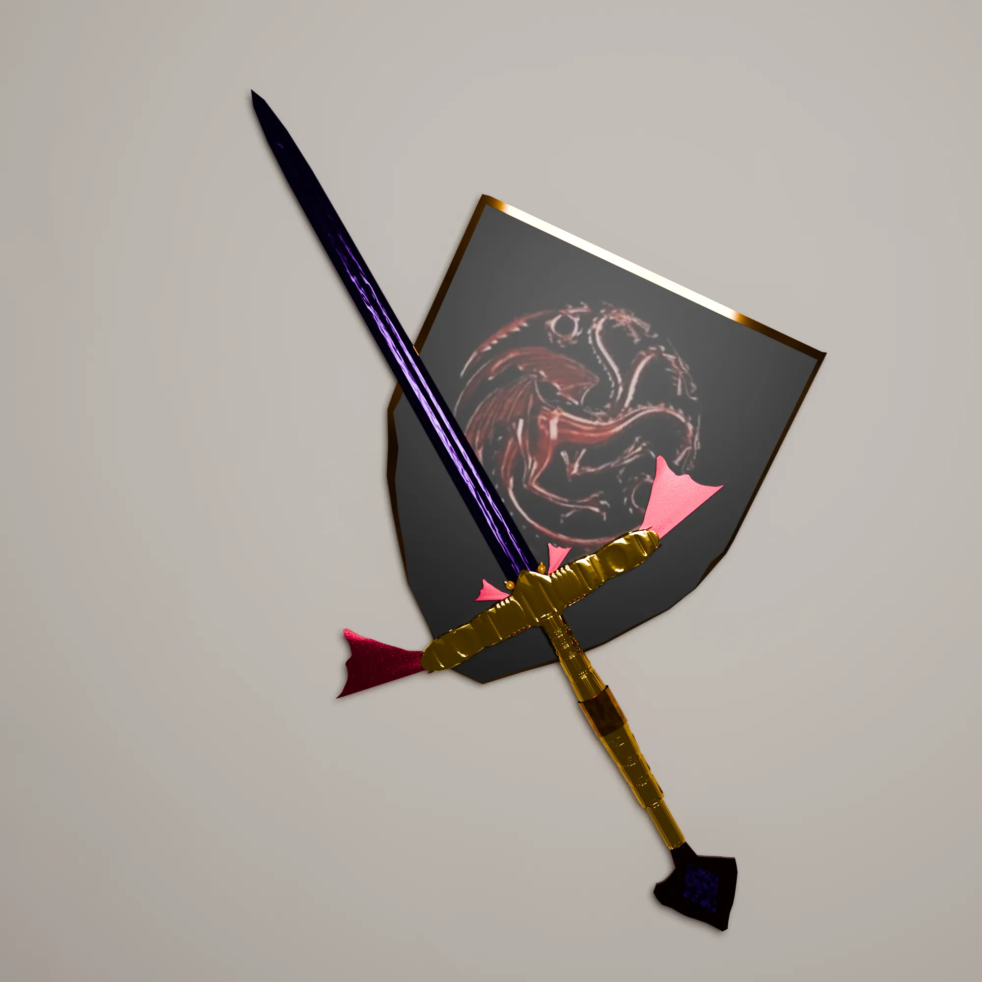 Dark Sister Sword gold version 3D Model .c4d .max .obj .3ds .fbx .stl .blend 