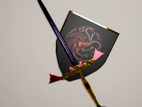 Dark Sister Sword gold version 3D Model