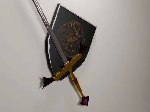 Dark Sister Sword gold version 3D Model