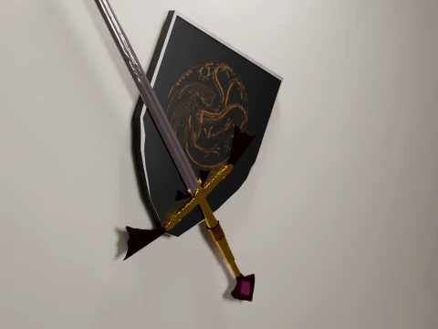 Dark Sister Sword gold version 3D Model