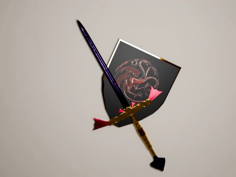 Dark Sister Sword gold version 3D Model