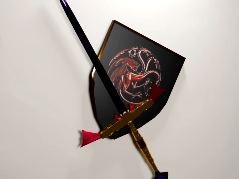 Dark Sister Sword gold version 3D Model
