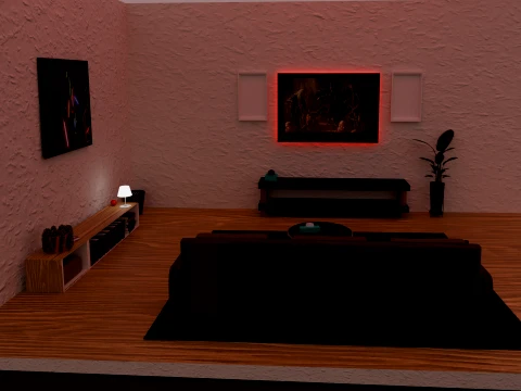 M modern living room 3D 3D Model