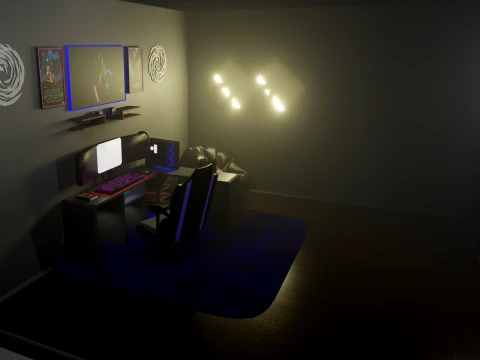3D Warm Modern gaming room Modello 3D