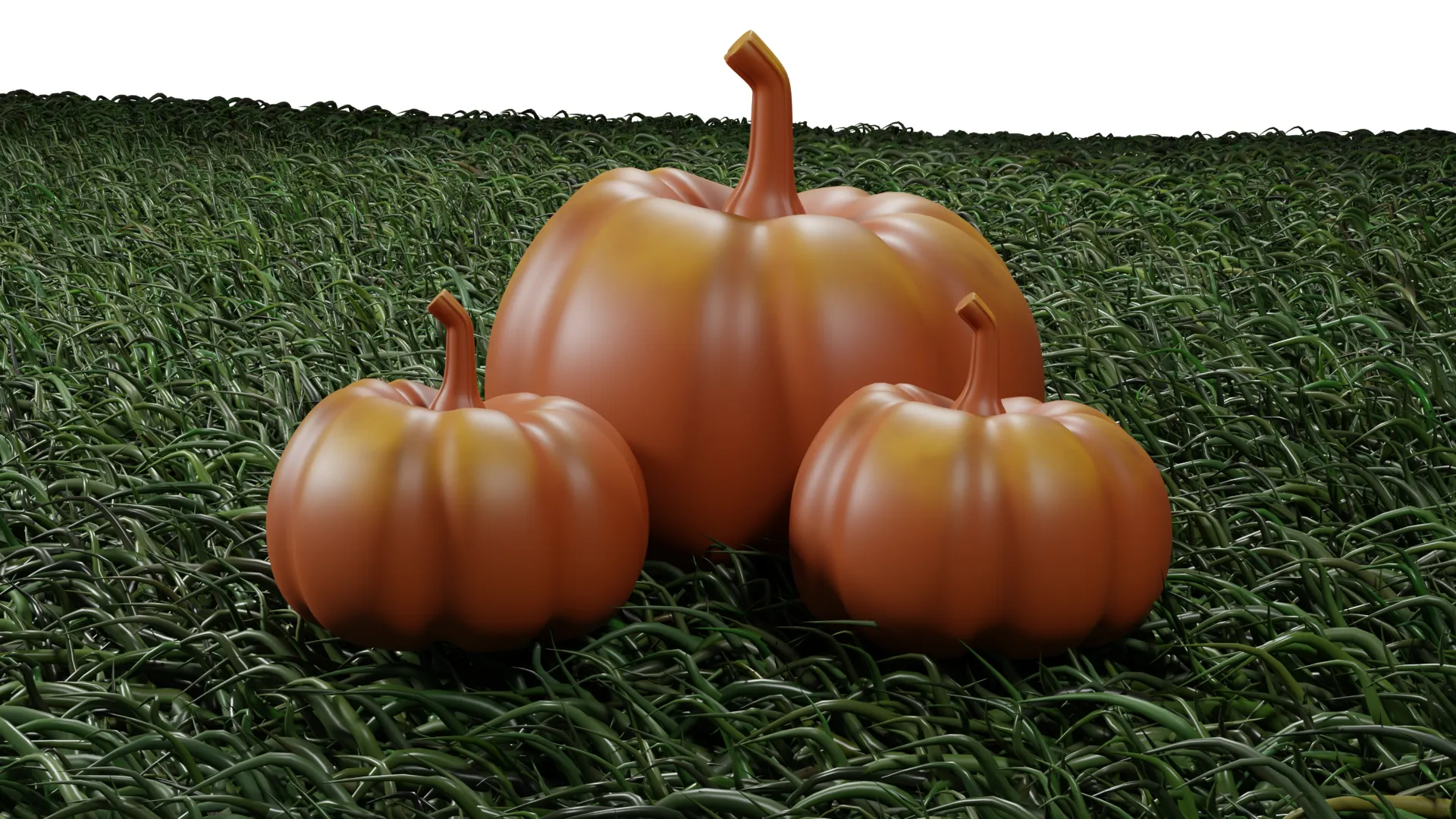 Stylized Pumpkin Trio on Grass Modelo 3D .c4d .max .obj .3ds .fbx .stl .blend 