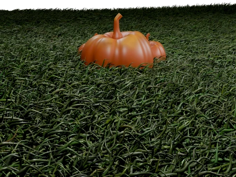 Stylized Pumpkin Trio on Grass Modelo 3D