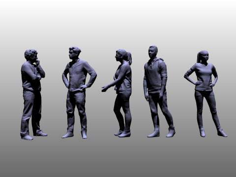 Ensemble de figures humaines Modèles 3D en vedette