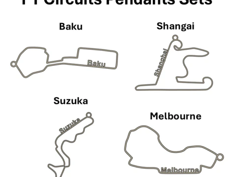 Conjunto de pingentes de circuitos F1 Modelo de Impressão 3D