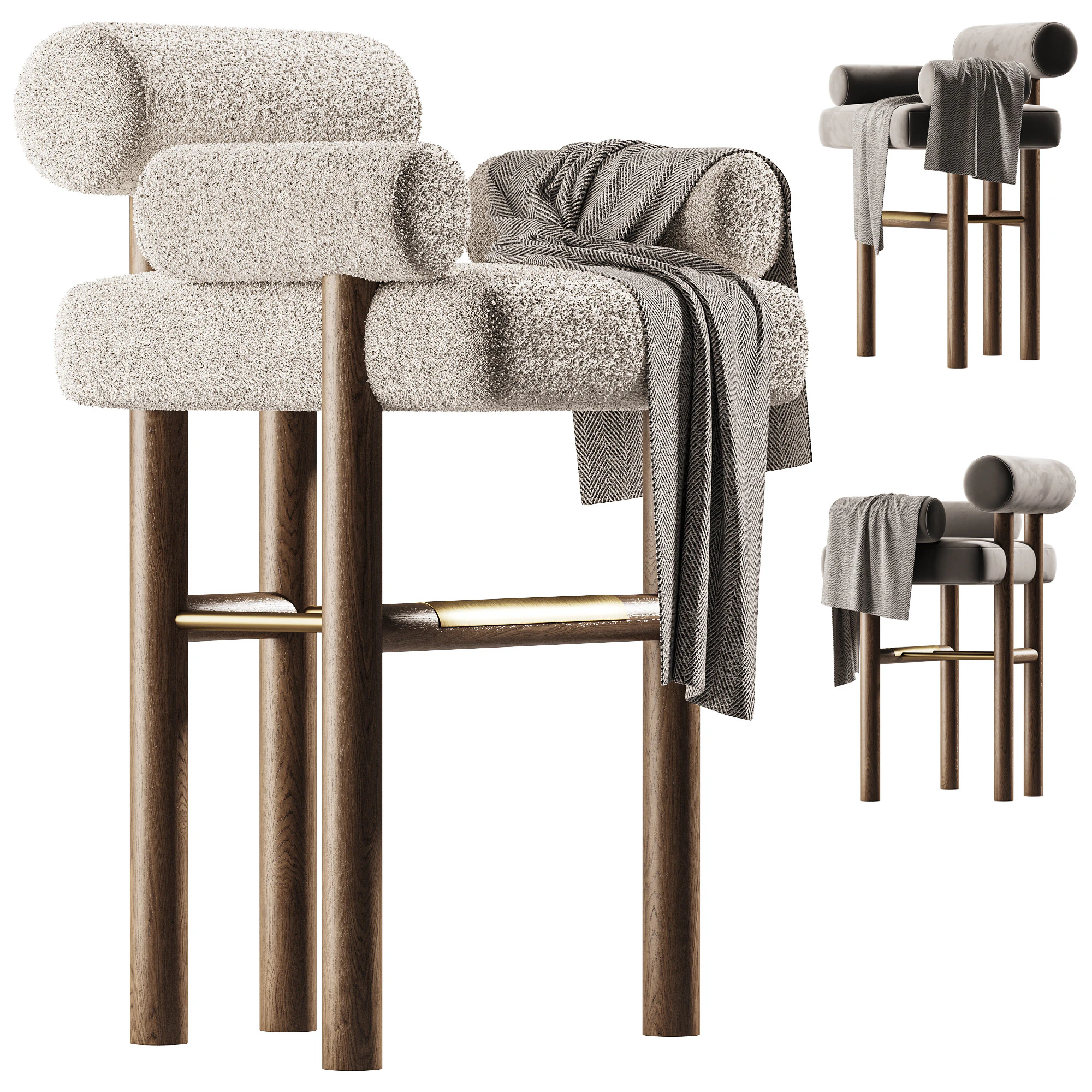 Conley Bar Chair 3D Model .c4d .max .obj .3ds .fbx .stl .blend 