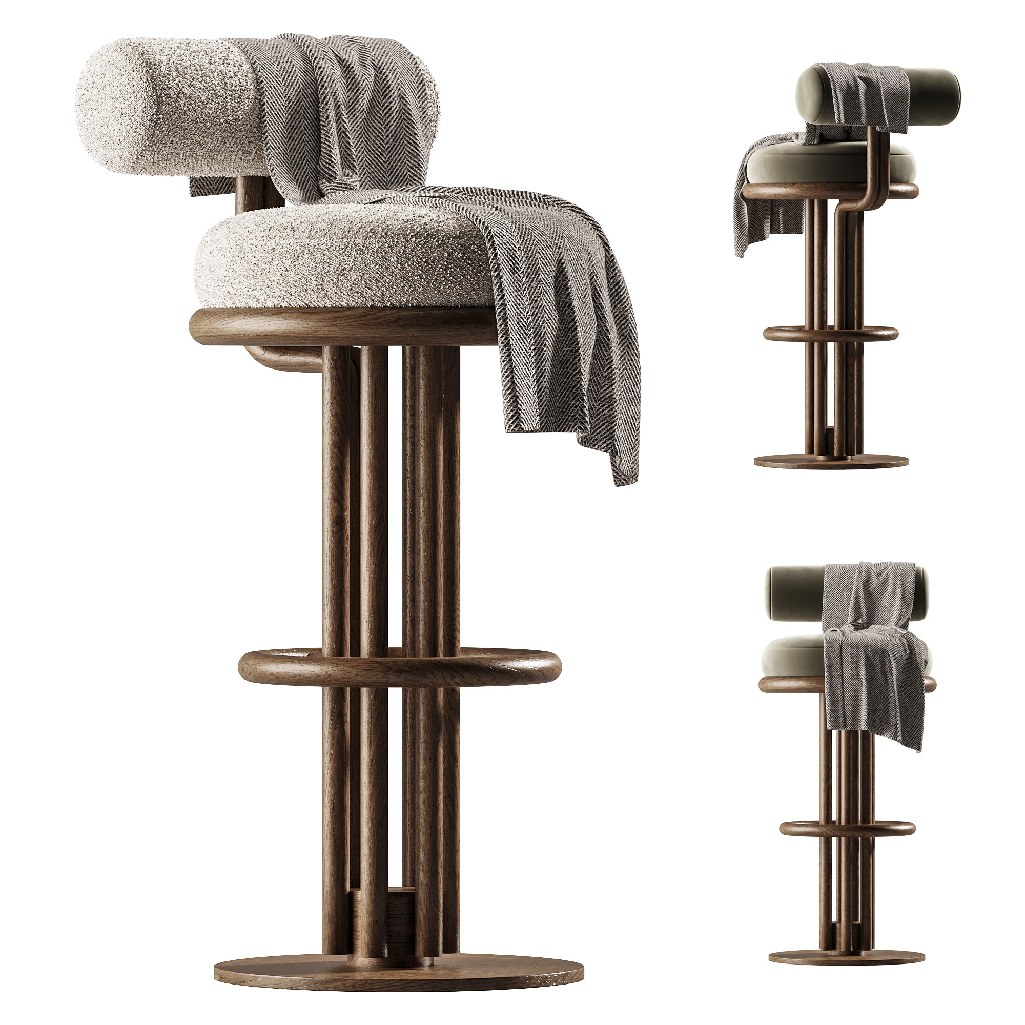 Kaya Bar Chair 3D Model .c4d .max .obj .3ds .fbx .stl .blend 