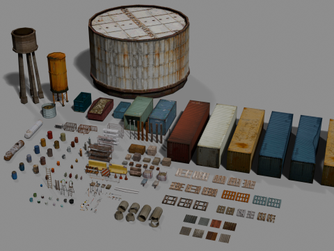 PSX 로우 폴리 스토리지 구성 팩 3D 모델