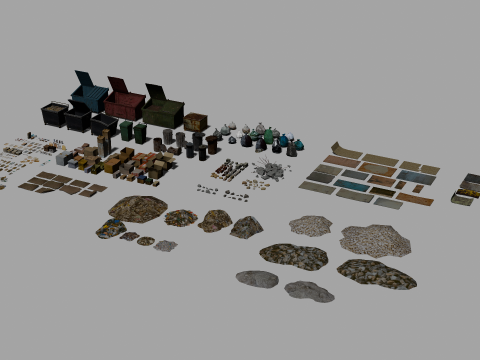 Pack de débris de déchets PSX Low-Poly Modèle 3D