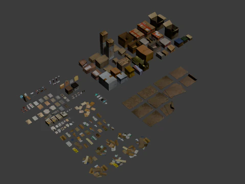 PSX Low-Poly Trash Debris Pack 3D Model