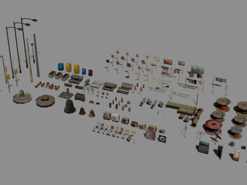 PSX Low-Poly Urban Infrastructure Pack 3D Model