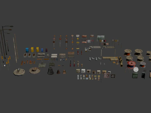 PSX Low-Poly Urban Infrastructure Pack 3D Model