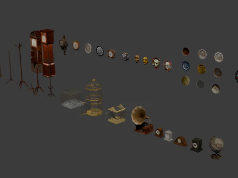 PSX Low-Poly Home Interior Props Pack 3D Model
