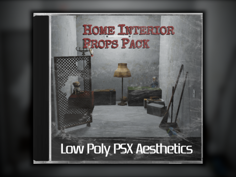 Pacchetto oggetti di scena per interni domestici a basso numero di poligoni PSX Modello 3D
