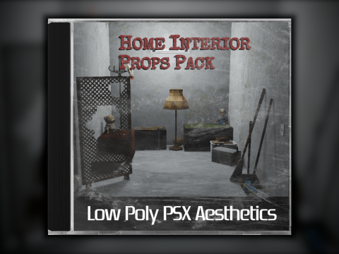 Pacchetto oggetti di scena per interni domestici a basso numero di poligoni PSX Modello 3D