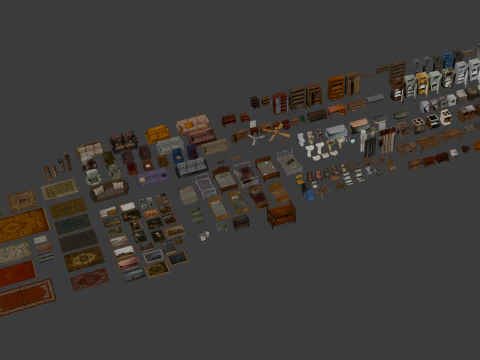 PSX Low-Poly Home Furniture Appliances Pack 3D Model