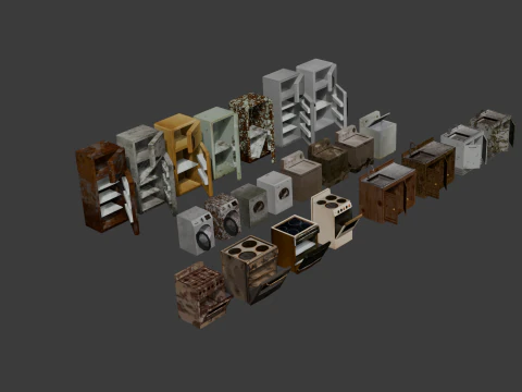 PSX Low-Poly Home Furniture Appliances Pack 3D Model