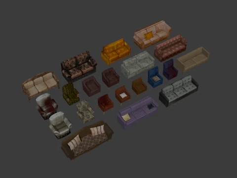 PSX Low-Poly Home Furniture Appliances Pack 3D Model