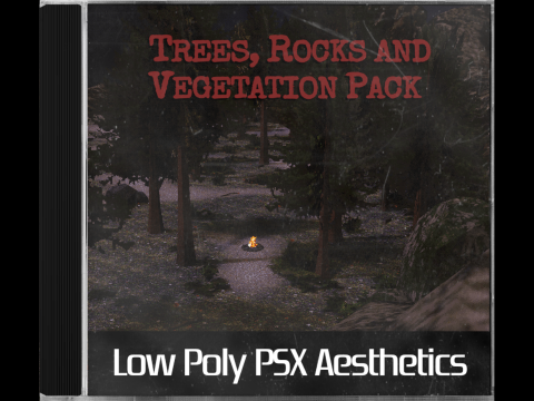 पीएसएक्स लो-पॉली ट्रीज़ रॉक्स वेजिटेशन पैक 3D मॉडल