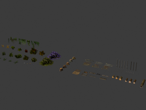 PSX Low-Poly Trees Rocks Vegetation Pack 3D Model