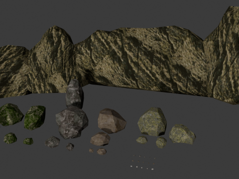 PSX Low-Poly Trees Rocks Vegetation Pack 3D Model