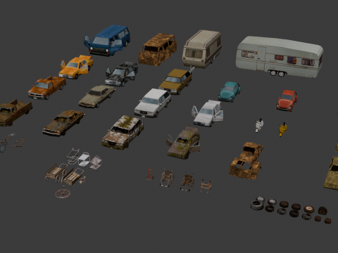 PSX Low-Poly Vehicles Pack 3D Model